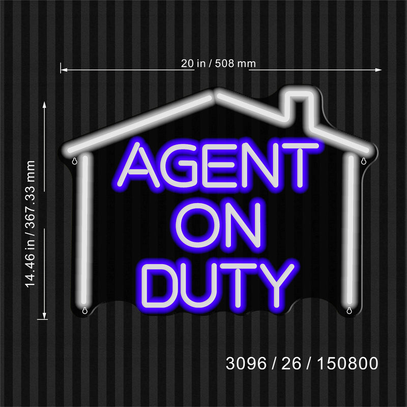 Real Estate Agent on Duty v2 Ultra-Bright LED Sign with Remote (Neon-Style, LED Technology) - LED Gift Works