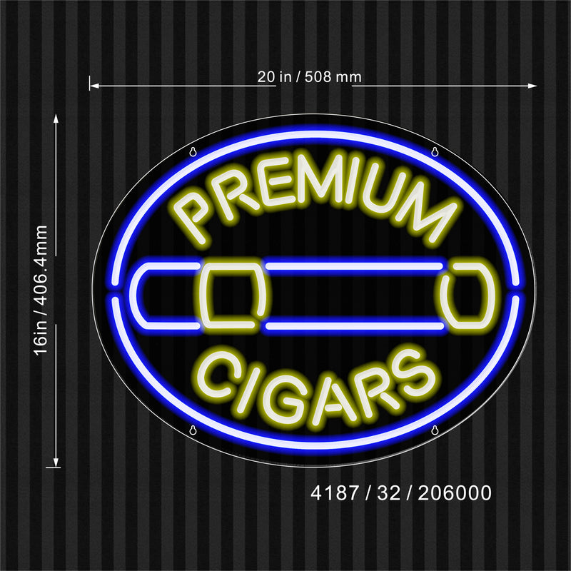 Premium Cigars Ultra-Bright LED Sign with Remote (Neon-Style, LED Technology) - LED Gift Works