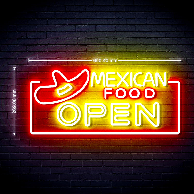 Restaurant Mexican Food Open Ultra-Bright LED Sign with Remote (Neon-Style, LED Technology) - LED Gift Works