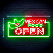 Restaurant Mexican Food Open Ultra-Bright LED Sign with Remote (Neon-Style, LED Technology) - LED Gift Works