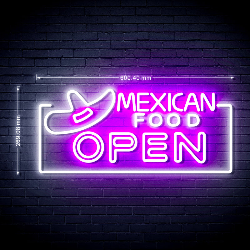 Restaurant Mexican Food Open Ultra-Bright LED Sign with Remote (Neon-Style, LED Technology) - LED Gift Works