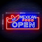 Restaurant Mexican Food Open Ultra-Bright LED Sign with Remote (Neon-Style, LED Technology) - LED Gift Works