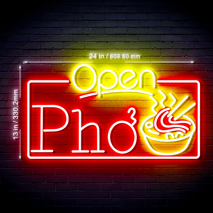 Open Pho Vietnam Noodles Ultra-Bright LED Sign with Remote (Neon-Style, LED Technology) - Way Up Gifts
