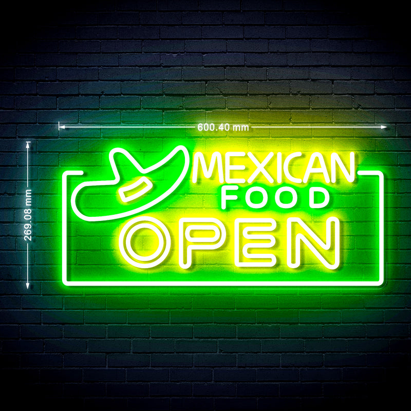Restaurant Mexican Food Open Ultra-Bright LED Sign with Remote (Neon-Style, LED Technology) - LED Gift Works