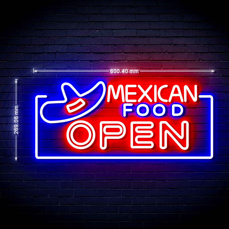 Restaurant Mexican Food Open Ultra-Bright LED Sign with Remote (Neon-Style, LED Technology) - LED Gift Works