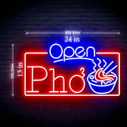 Open Pho Vietnam Noodles Ultra-Bright LED Sign with Remote (Neon-Style, LED Technology) - LED Gift Works