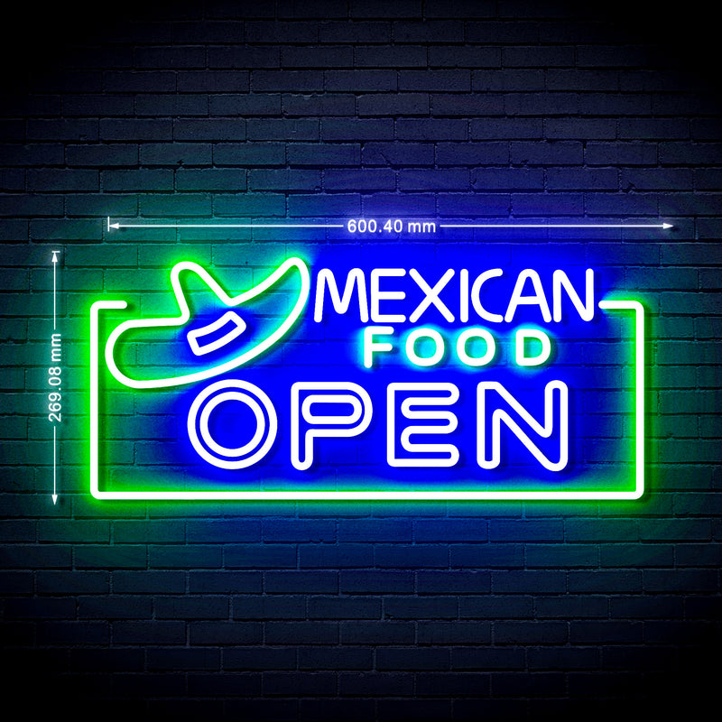 Restaurant Mexican Food Open Ultra-Bright LED Sign with Remote (Neon-Style, LED Technology) - LED Gift Works