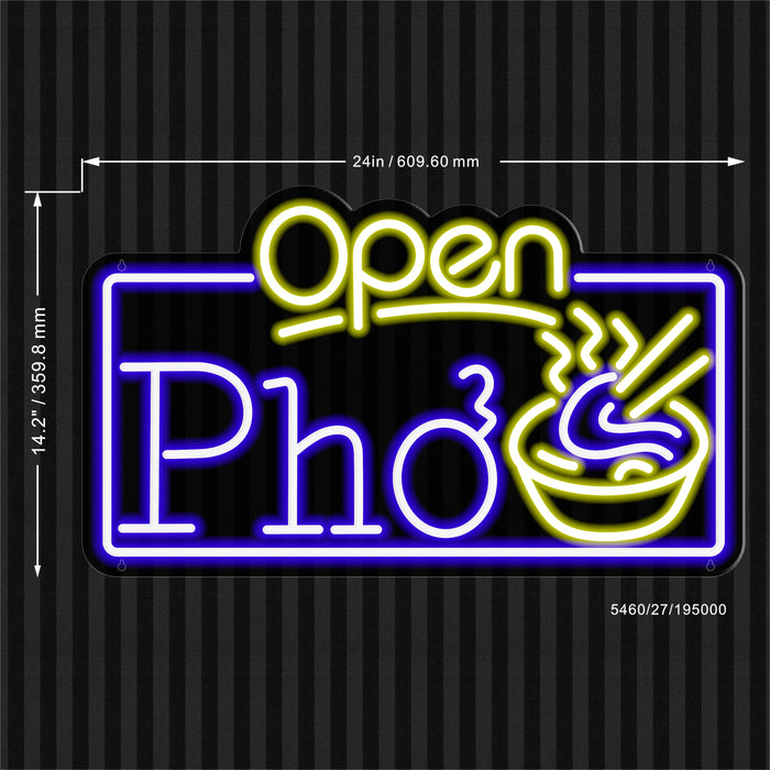 Open Pho Vietnam Noodles Ultra-Bright LED Sign with Remote (Neon-Style, LED Technology) - Way Up Gifts