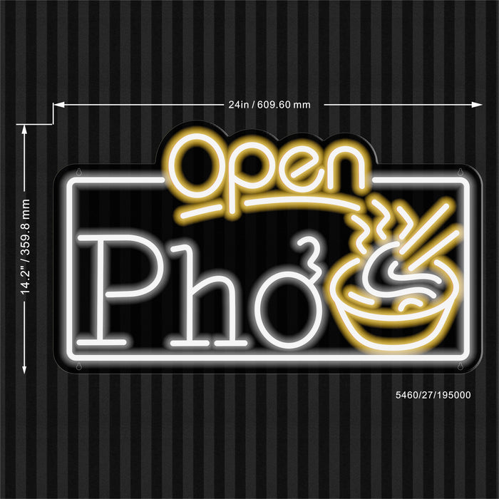 Open Pho Vietnam Noodles Ultra-Bright LED Sign with Remote (Neon-Style, LED Technology) - Way Up Gifts