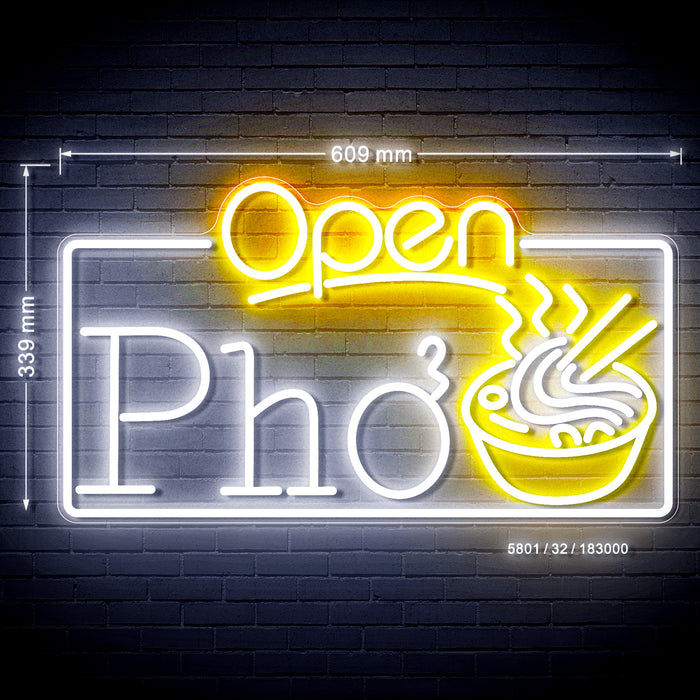 Open Pho Vietnam Noodles Ultra-Bright LED Sign with Remote (Neon-Style, LED Technology) - Way Up Gifts