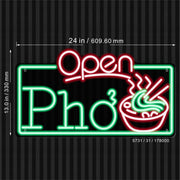 Open Pho Vietnam Noodles Ultra-Bright LED Sign with Remote (Neon-Style, LED Technology) - LED Gift Works