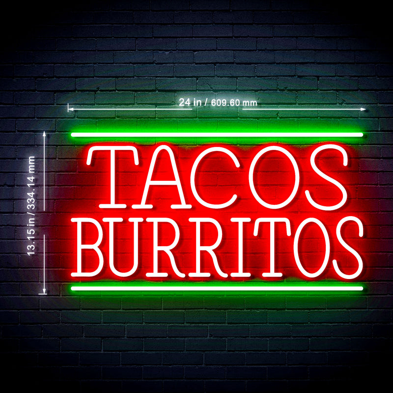 Mexican Tacos Burritos Ultra-Bright LED Sign with Remote (Neon-Style, LED Technology) - LED Gift Works