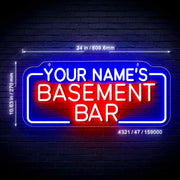 Personalized Basement Bar Ultra-Bright Neon-Style LED Sign with Remote - LED Gift Works