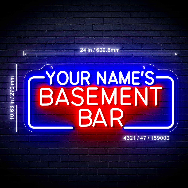 Personalized Basement Bar Ultra-Bright Neon-Style LED Sign with Remote - LED Gift Works