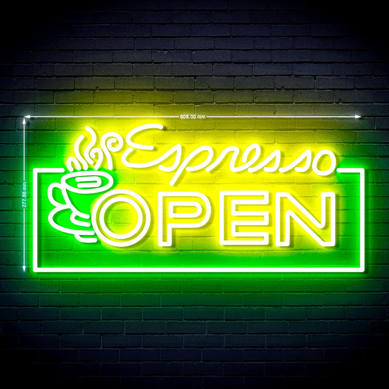 Coffee Espresso Open Ultra-Bright LED Sign with Remote (Neon-Style, LED Technology) - LED Gift Works