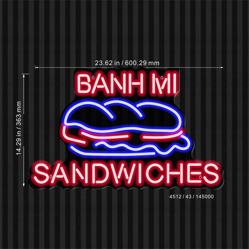 Vietnamese Banh Mi Sandwiches Ultra-Bright LED Sign with Remote (Neon-Style, LED Technology) - LED Gift Works