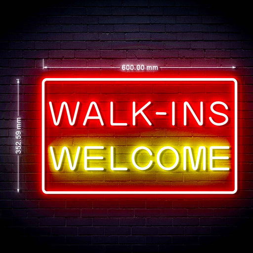 Walk Ins Welcome Ultra-Bright LED Sign with Remote (Neon-Style, LED Technology) - LED Gift Works