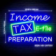 Income Tax Preparation E-File Ultra-Bright LED Sign with Remote (Neon-Style, LED Technology) - LED Gift Works