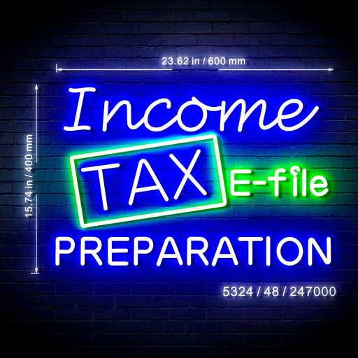 Income Tax Preparation E-File Ultra-Bright LED Sign with Remote (Neon-Style, LED Technology) - LED Gift Works