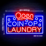 Laundromat Open Coin Operated Laundry Ultra-Bright LED Sign with Remote (Neon-Style, LED Technology) - LED Gift Works