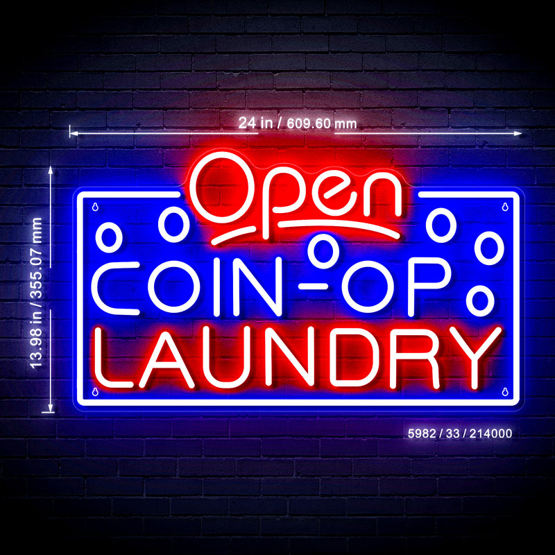 Laundromat Open Coin Operated Laundry Ultra-Bright LED Sign with Remote (Neon-Style, LED Technology) - LED Gift Works