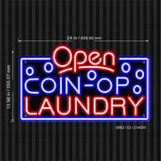 Laundromat Open Coin Operated Laundry Ultra-Bright LED Sign with Remote (Neon-Style, LED Technology) - LED Gift Works