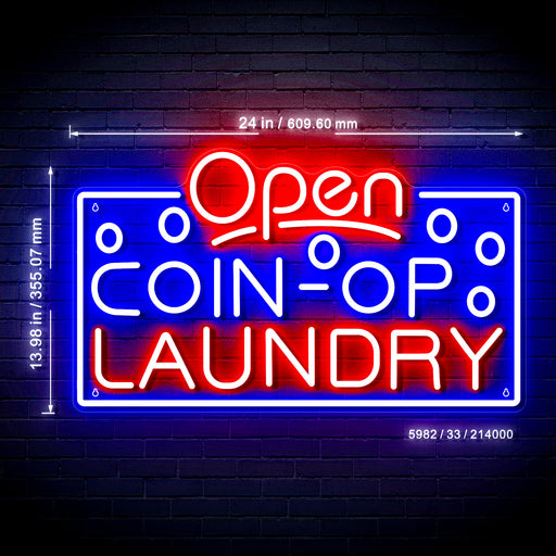 Laundromat Open Coin Operated Laundry Ultra-Bright LED Sign with Remote (Neon-Style, LED Technology) - LED Gift Works
