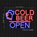 Bar Cold Beer Open Ultra-Bright LED Sign with Remote (Neon-Style, LED Technology) - Way Up Gifts
