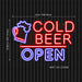 Bar Cold Beer Open Ultra-Bright LED Sign with Remote (Neon-Style, LED Technology) - Way Up Gifts