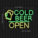 Bar Cold Beer Open Ultra-Bright LED Sign with Remote (Neon-Style, LED Technology) - Way Up Gifts
