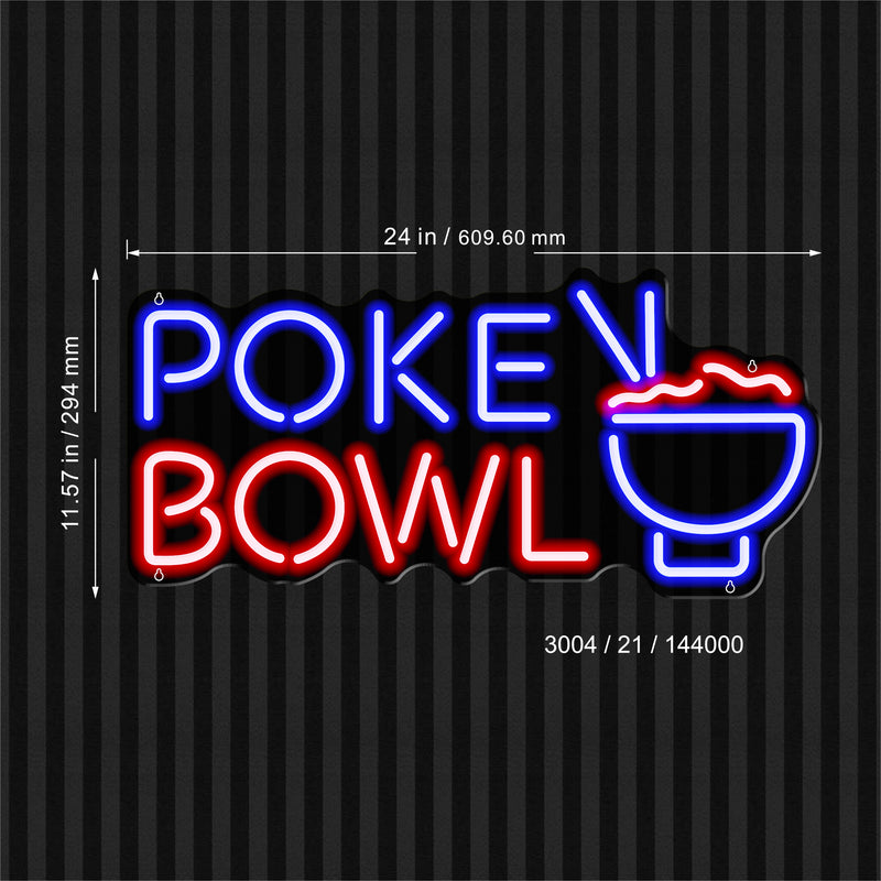 Hawaiian Poke Bowl Ultra-Bright LED Sign with Remote (Neon-Style, LED Technology) - LED Gift Works