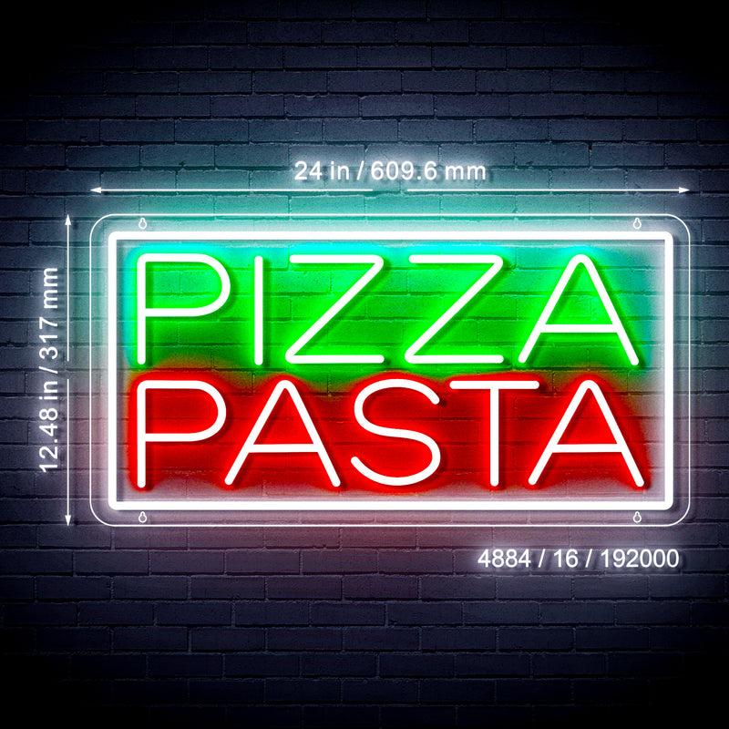 Pizza Pasta Ultra-Bright Neon-Style LED Business Window Sign with Remote - LED Gift Works