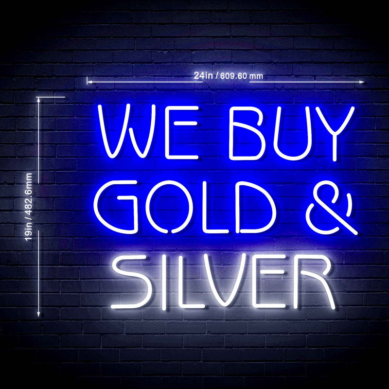 Pawn Shop We Buy Gold & Silver Ultra-Bright LED Sign with Remote (Neon-Style, LED Technology) - LED Gift Works