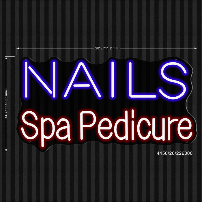 Nails Spa Pedicure Ultra-Bright LED Sign with Remote (Neon-Style, LED Technology)