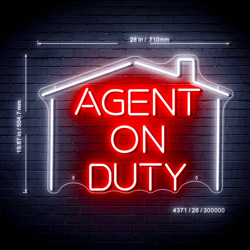 Real Estate Agent on Duty v2 Ultra-Bright LED Sign with Remote (Neon-Style, LED Technology) - LED Gift Works