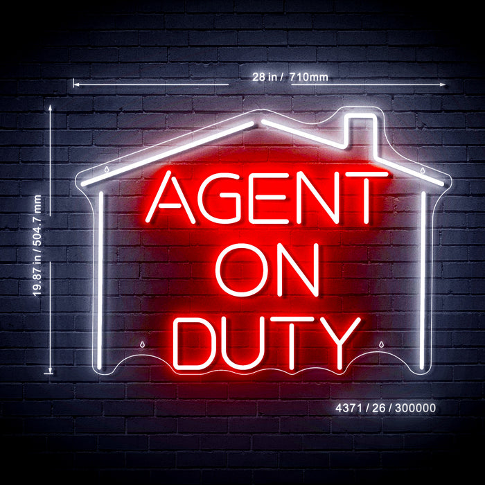 Real Estate Agent on Duty v2 Ultra-Bright LED Sign with Remote (Neon-Style, LED Technology) - Way Up Gifts