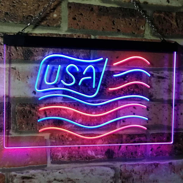 USA Flag LED Light Sign | LED Wall Decor - LED Gift Works
