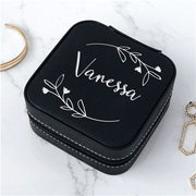 Personalized Jewelry Box - Leafy Floral Wreath Travel Gift for Bridesmaids - LED Gift Works