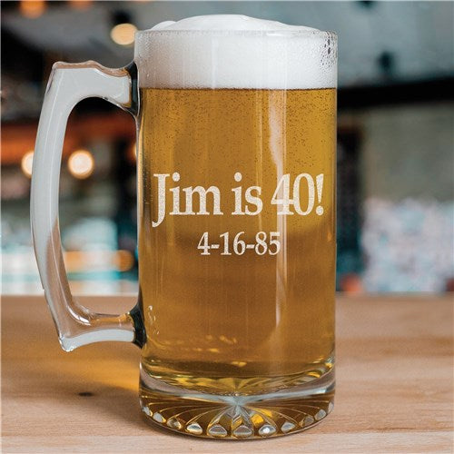 Any Name Big Sports Glass Mug - Way Up Gifts