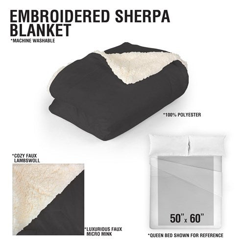 Embroidered Family Name & Initial Sherpa Blanket - Custom Family Name & Initial Embroidered Sherpa Throw - Personalized Cozy Blanket - LED Gift Works