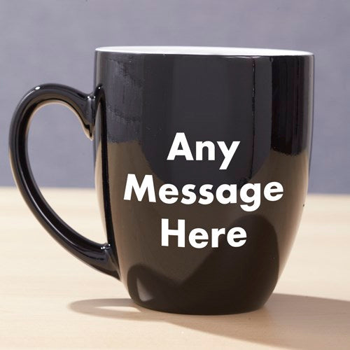 Custom Name Bistro Coffee Mug - Personalized Any Text Ceramic Mug - LED Gift Works