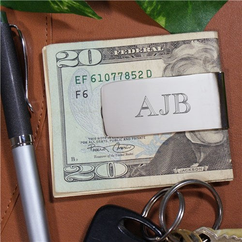Personalized Silver Money Clip - Sleek Elongated Design - Way Up Gifts