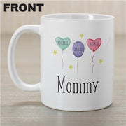 Grandma Balloons Coffee Mug - Custom Balloon Design Mug with Grandchildren's Names - LED Gift Works