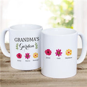 Grandma's Garden Coffee Mug - Custom Flower Garden Mug with Grandkids' Names - LED Gift Works