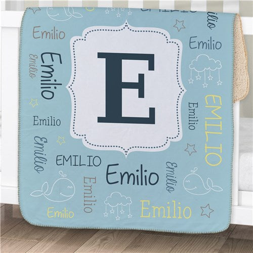 Personalized Baby Name Baby Sherpa Blanket - Personalized Infant Blanket - LED Gift Works