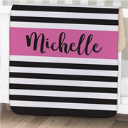 Personalized Baby Stripes Baby Blanket - Cute Striped Baby Throw - LED Gift Works