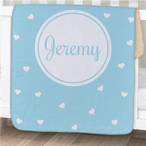 Personalized Baby Hearts Sherpa Blanket - Heart Pattern Baby Blanket - LED Gift Works