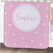 Personalized Baby Stars Sherpa Blanket - Star Pattern Baby Blanket - LED Gift Works