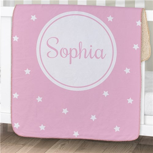 Personalized Baby Stars Sherpa Blanket - Star Pattern Baby Blanket - LED Gift Works