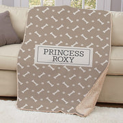Personalized Dog Bone Sherpa Blanket - Pet Lover's Custom Blanket - LED Gift Works
